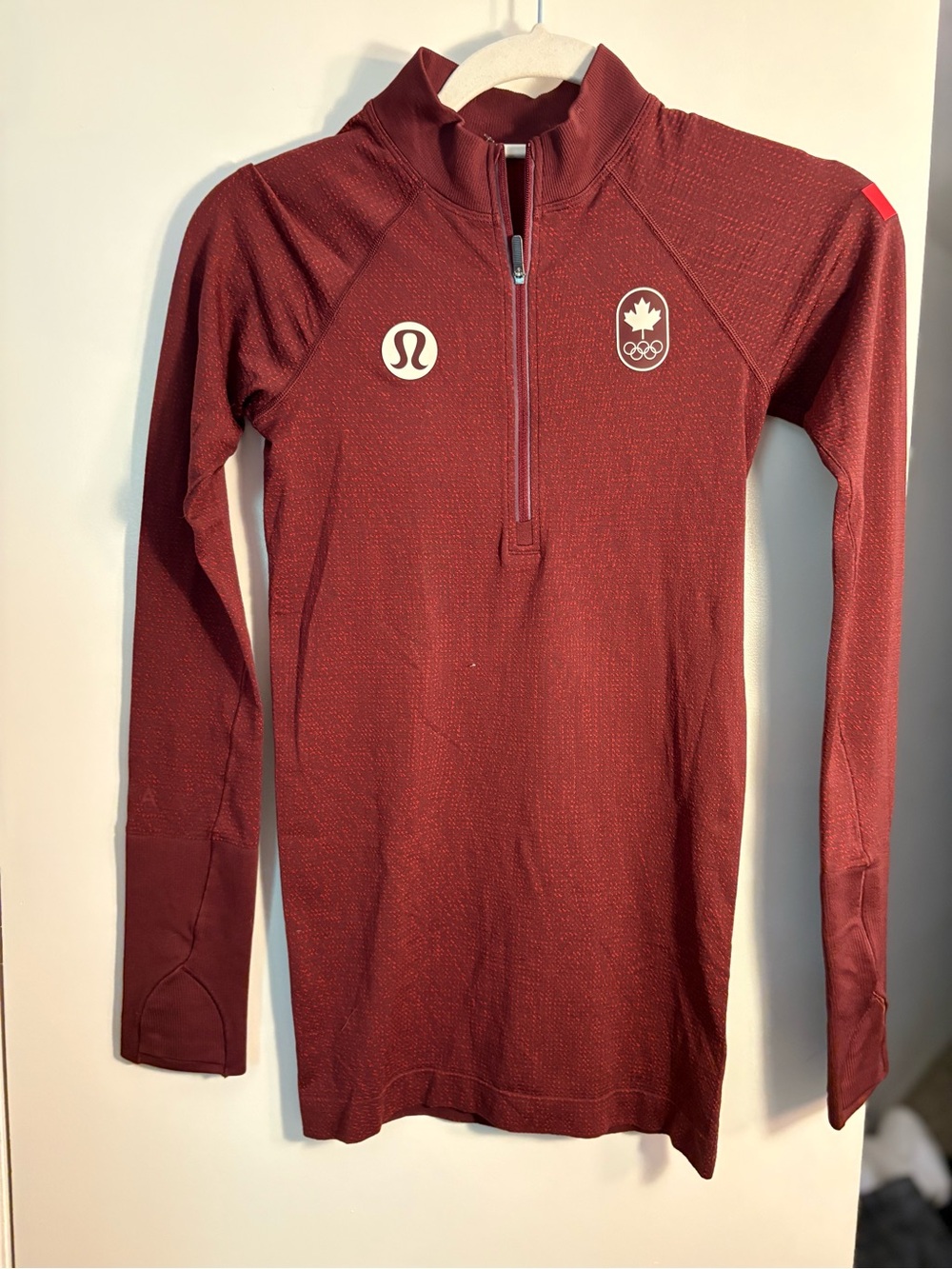 lululemon athletica Women's Deep Maroon Half-Zip Long Sleeve Top